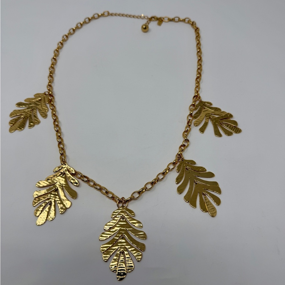 Kate Spade New York Gold Leaf Charm Pendant Statement Necklace